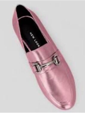 New Look Slip-On Loafers Silver Bit 39/7.5-8 Metallic Pink Glam Barbie Slip On
